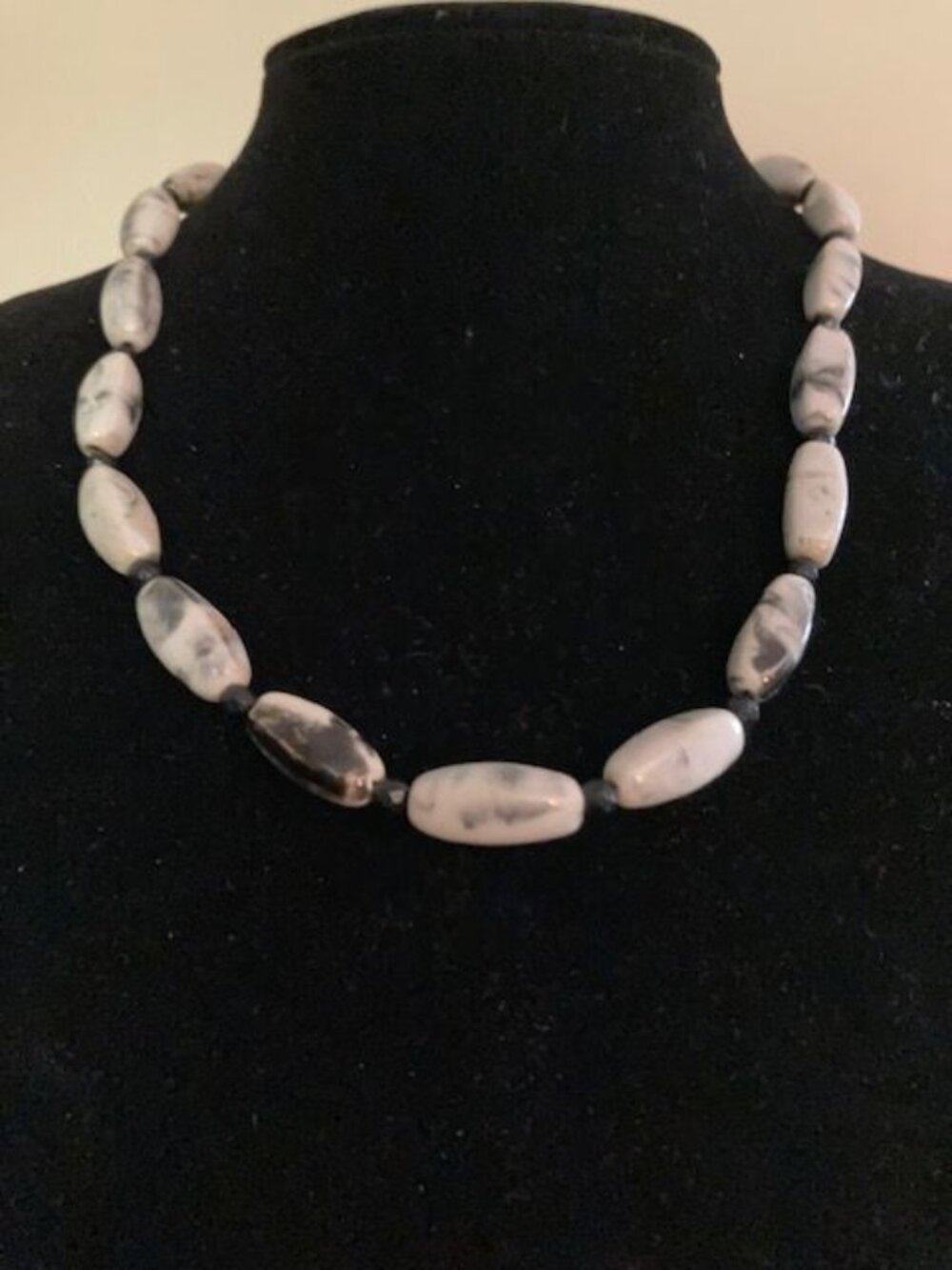 Black and White Stone Beaded Necklace